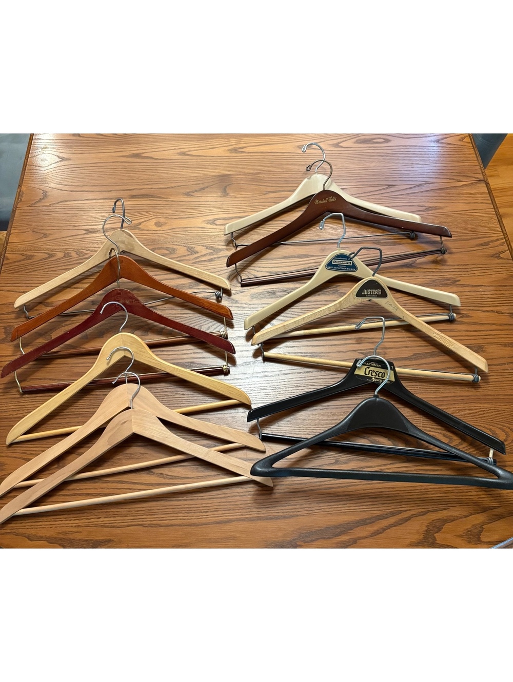 Vintage Wooden & Plastic Clothing Hanger Lot 12 Pack Marshall Field's Juster's